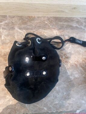 Authentic Dolce & Gabbana Black Suede Drawstring Handbag
